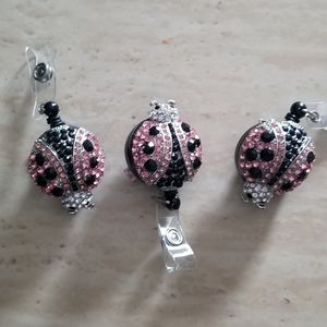 Rhinestone Ladybug badge Reel